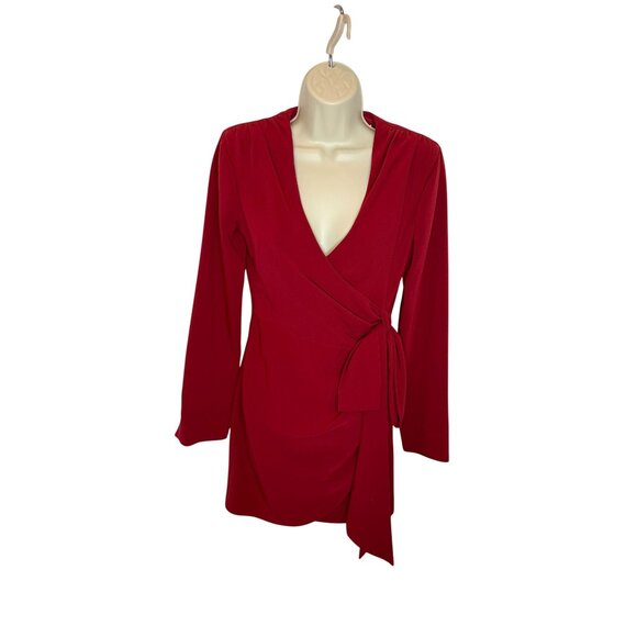 Cinq à Sept Sierra Wrap Minidress in Cranberry NWT - Size 2 - Picture 2 of 10